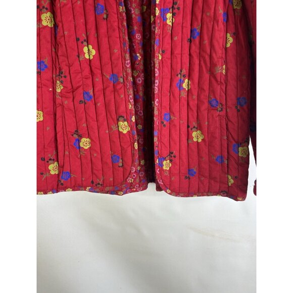 Vintage 90s Rainbow Floral Quilted Quilt Coat Jacket Cottagecore - Picture 2 of 7
